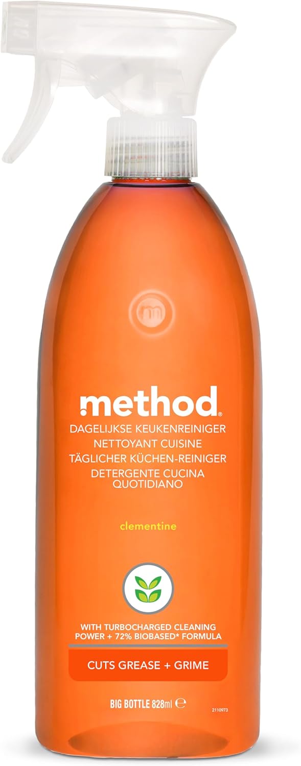 Method Kitchen Cleaner (Clementine) – krachtige keukenreiniger op plantaardige basis (827 ml)